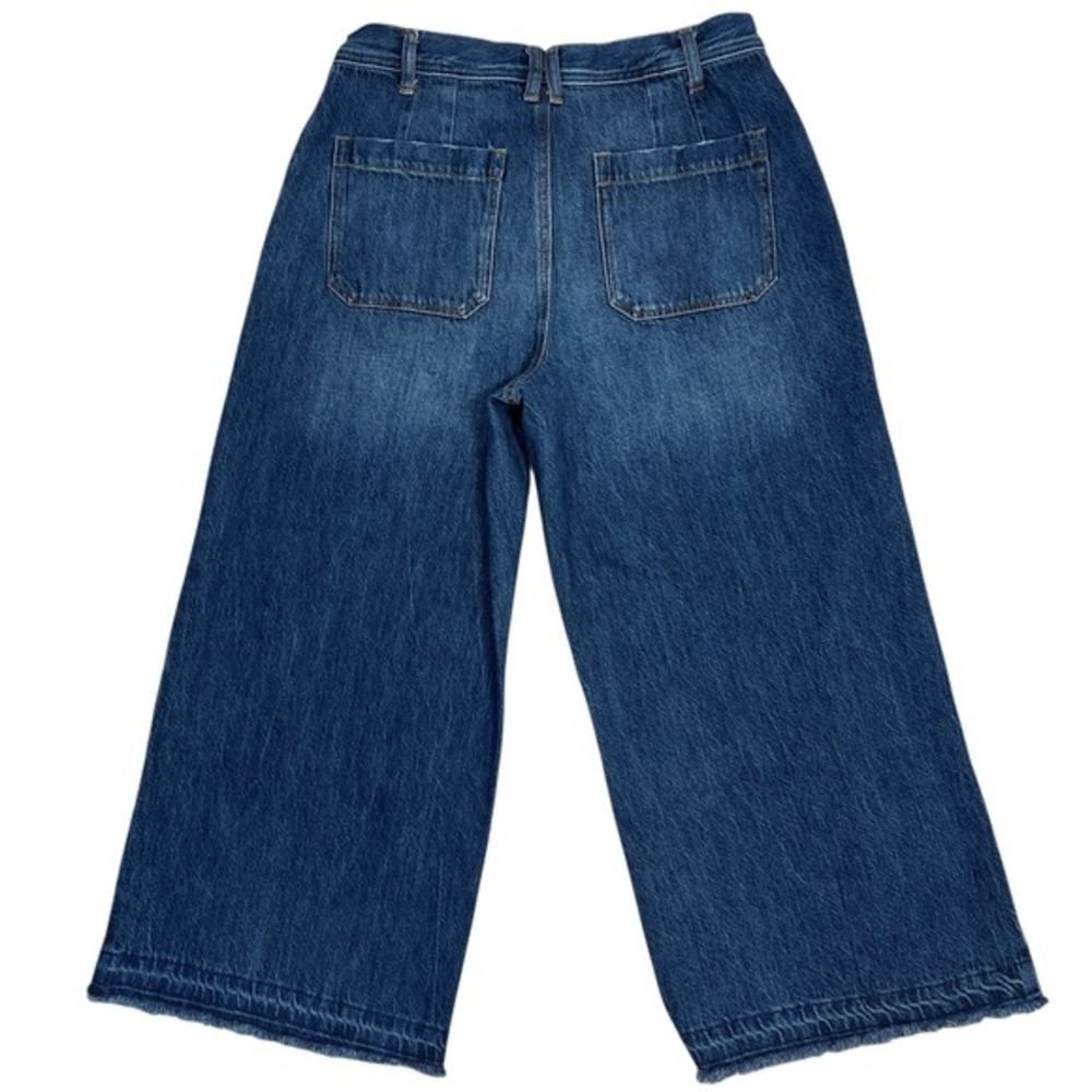 Sincerely Jules High-Rise Flare Wide Leg Crop Jeans 30" Medium Wash Raw Hem - Picture 2 of 11